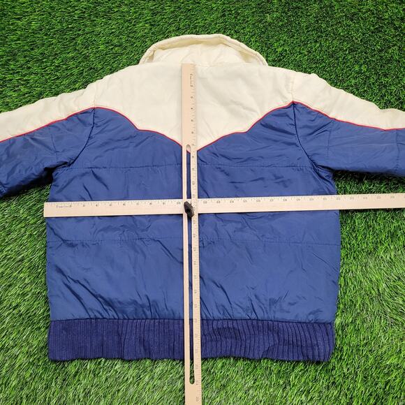 Vintage 90s Western MOD Jacket Womens Large 22x23 Blue Cream - Picture 6 of 13
